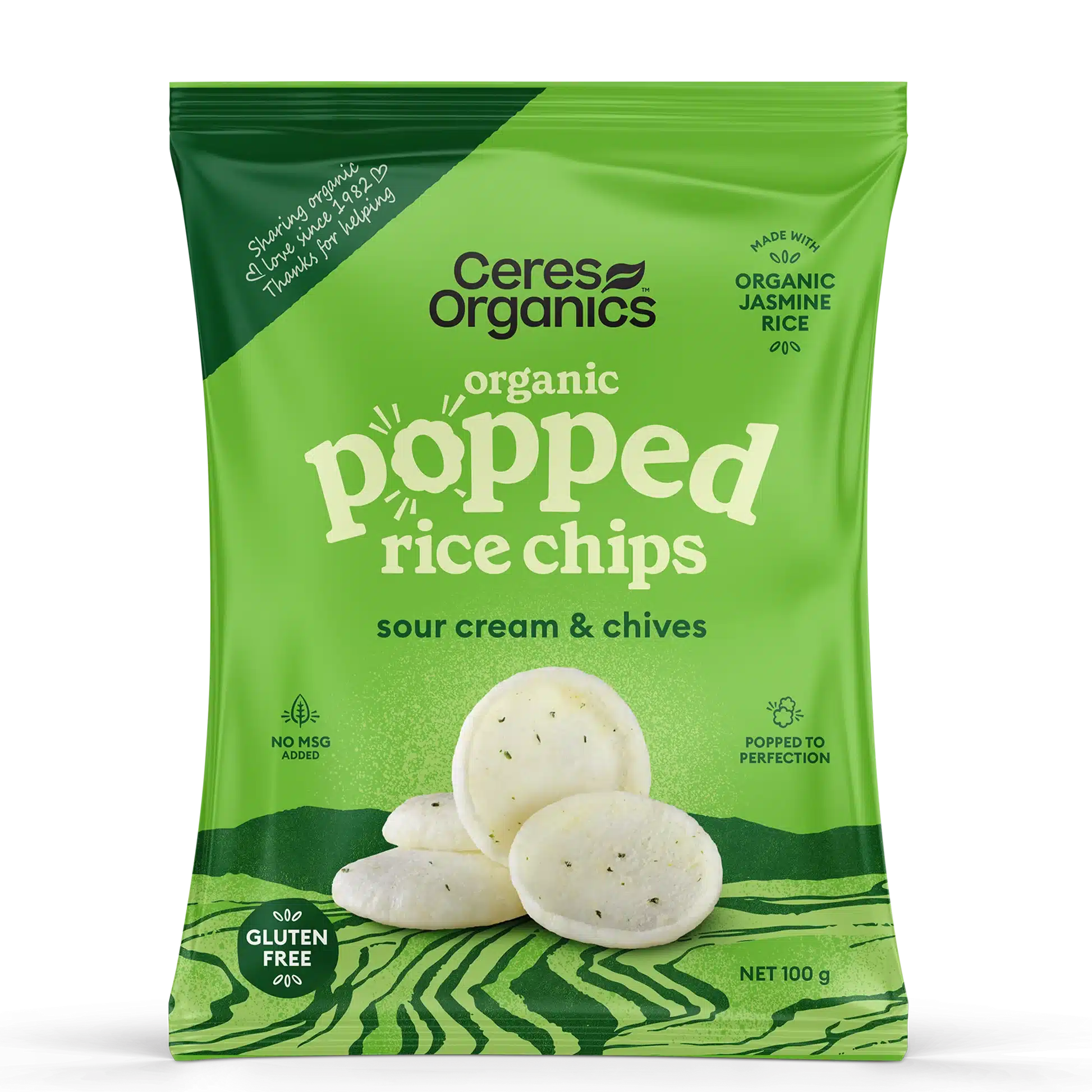 Ceres Organics Popped Rice Chips Sour Cream Chives My Health Food Shop