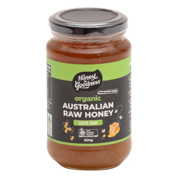Organic Raw Honey Australian 500g Front Sphonra2.500 52944.1615165805